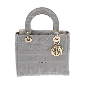 CHRISTIAN DIOR LADY LITE Gray Cannage Embroidery